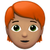 Bagaimana emoji Dewasa: ton kulit sederhana dan rambut merah kelihatan di Apple.