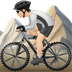 Bagaimana Person Mountain Biking: Light Skin Tone emoji terlihat di Apple.