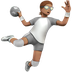 Bagaimana Person Playing Handball: Medium Skin Tone emoji terlihat di Apple.