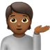 Bagaimana emoji Pegawai kaunter pertanyaan: ton kulit sederhana gelap kelihatan di Apple.