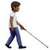 Bagaimana Person with White Cane Facing Right: Medium-Dark Skin Tone emoji terlihat di Apple.