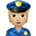 Jak wygląda emoji Policjant: karnacja średnio jasna w Apple.