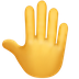 Bagaimana Raised Back of Hand emoji terlihat di Apple.