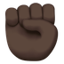 Bagaimana Raised Fist: Dark Skin Tone emoji terlihat di Apple.