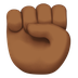 Bagaimana Raised Fist: Medium-Dark Skin Tone emoji terlihat di Apple.