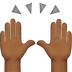 Bagaimana Raising Hands: Medium-Dark Skin Tone emoji terlihat di Apple.