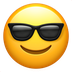 Bagaimana Smiling Face with Sunglasses emoji terlihat di Apple.