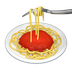 Bagaimana Spaghetti emoji terlihat di Apple.