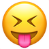 Jak wygląda emoji Twarz ze zmrużonymi oczami wystawiająca język w Apple.