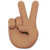 Bagaimana Victory Hand: Medium Skin Tone emoji terlihat di Apple.