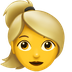 Bagaimana Woman: Blond Hair emoji terlihat di Apple.