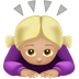 Jak wygląda emoji Kobieta w ukłonie: karnacja średnio jasna w Apple.