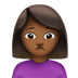 Bagaimana emoji Perempuan berkerut dahi: ton kulit sederhana gelap kelihatan di Apple.