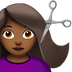 Bagaimana emoji Perempuan digunting rambut: ton kulit sederhana gelap kelihatan di Apple.