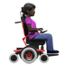 Bagaimana Woman in Motorized Wheelchair Facing Right: Dark Skin Tone emoji terlihat di Apple.