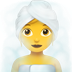 Bagaimana Woman in Steamy Room emoji terlihat di Apple.