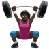 Bagaimana Woman Lifting Weights: Dark Skin Tone emoji terlihat di Apple.