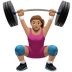 Bagaimana Woman Lifting Weights: Medium Skin Tone emoji terlihat di Apple.