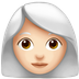 Jak wygląda emoji Kobieta: karnacja jasna i białe włosy w Apple.