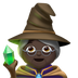 Bagaimana Woman Mage: Dark Skin Tone emoji terlihat di Apple.