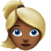 Jak wygląda emoji Blondynka: karnacja średnio ciemna w Apple.