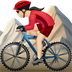 Bagaimana Woman Mountain Biking: Light Skin Tone emoji terlihat di Apple.