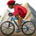 Bagaimana Woman Mountain Biking: Medium-Dark Skin Tone emoji terlihat di Apple.