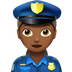 Jak wygląda emoji Kobieta policjant: karnacja średnio ciemna w Apple.