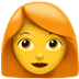 Bagaimana emoji Perempuan: rambut merah kelihatan di Apple.