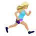 Bagaimana Woman Running Facing Right: Medium-Light Skin Tone emoji terlihat di Apple.