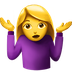 Bagaimana Woman Shrugging emoji terlihat di Apple.