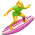 Bagaimana Woman Surfing emoji terlihat di Apple.