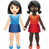 Bagaimana Women Holding Hands: Light Skin Tone, Dark Skin Tone emoji terlihat di Apple.