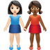 Bagaimana Women Holding Hands: Light Skin Tone, Medium-Dark Skin Tone emoji terlihat di Apple.