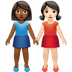 Bagaimana Women Holding Hands: Medium-Dark Skin Tone, Light Skin Tone emoji terlihat di Apple.