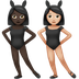 Wie Frauen mit Hasenohren: dunkle Hautfarbe, helle Hautfarbe Emoji auf Apple aussieht.