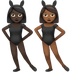 Wie Frauen mit Hasenohren: dunkle Hautfarbe, mitteldunkle Hautfarbe Emoji auf Apple aussieht.