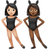 Wie Frauen mit Hasenohren: helle Hautfarbe, mitteldunkle Hautfarbe Emoji auf Apple aussieht.