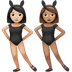 Wie Frauen mit Hasenohren: helle Hautfarbe, mittlere Hautfarbe Emoji auf Apple aussieht.
