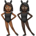 Wie Frauen mit Hasenohren: mitteldunkle Hautfarbe, dunkle Hautfarbe Emoji auf Apple aussieht.