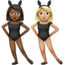 Wie Frauen mit Hasenohren: mitteldunkle Hautfarbe, mittelhelle Hautfarbe Emoji auf Apple aussieht.