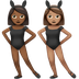 Wie Frauen mit Hasenohren: mitteldunkle Hautfarbe, mittlere Hautfarbe Emoji auf Apple aussieht.