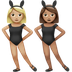 Wie Frauen mit Hasenohren: mittelhelle Hautfarbe, mittlere Hautfarbe Emoji auf Apple aussieht.