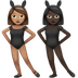 Wie Frauen mit Hasenohren: mittlere Hautfarbe, dunkle Hautfarbe Emoji auf Apple aussieht.