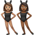 Wie Frauen mit Hasenohren: mittlere Hautfarbe, mitteldunkle Hautfarbe Emoji auf Apple aussieht.