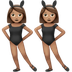 Wie Frauen mit Hasenohren: mittlere Hautfarbe Emoji auf Apple aussieht.