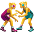 Bagaimana Women Wrestling emoji terlihat di Apple.