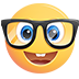 איך פרצוף של חנון emoji נראה על Emojigraph.