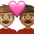 Cómo se ve el emoji Pareja enamorada: hombre, hombre, tono de piel medio, tono de piel oscuro medio en Emojipedia.