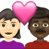 Bagaimana Couple with Heart: Woman, Man, Light Skin Tone, Dark Skin Tone emoji terlihat di Emojipedia.